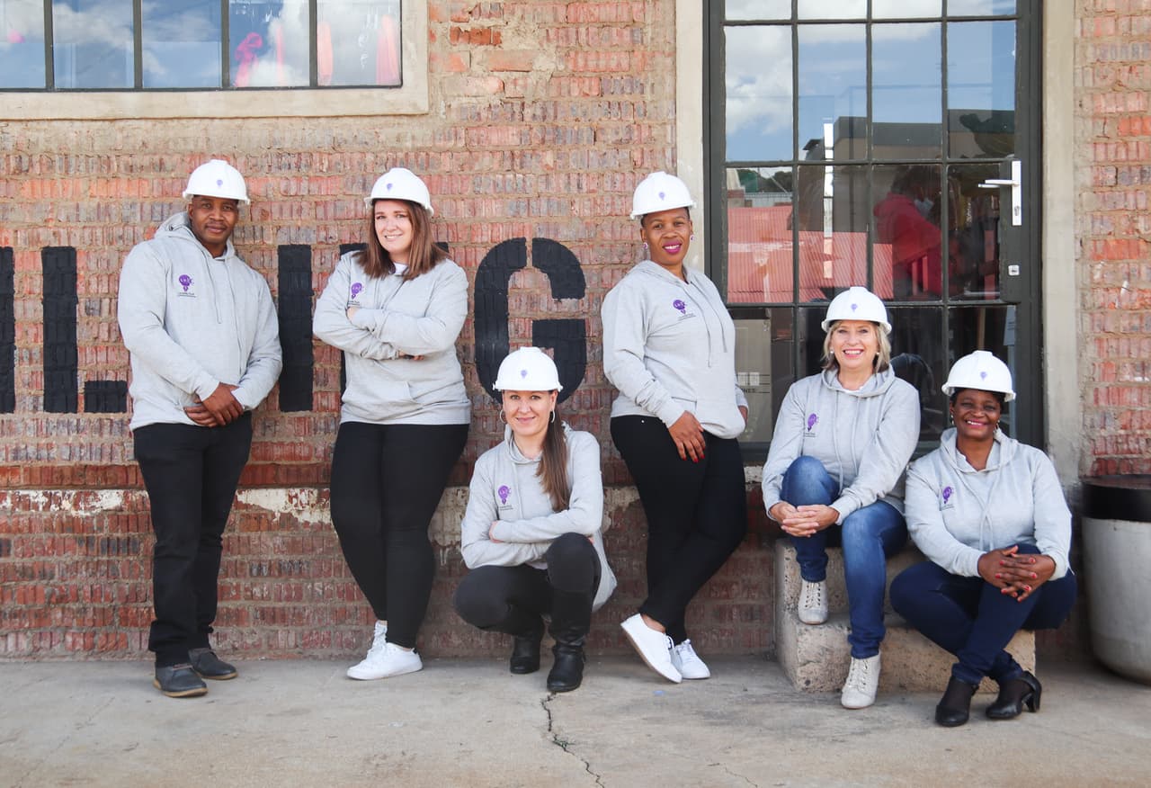 LNC team wearing hardhats